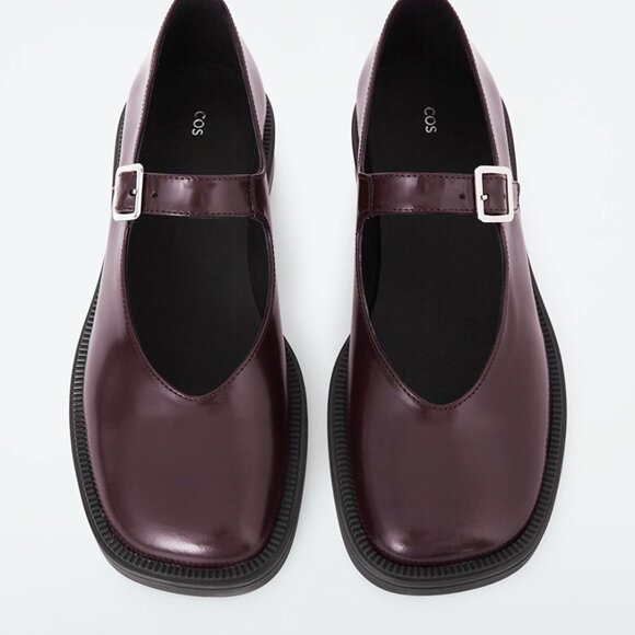 NWT COS CHUNKY LEATHER MARY-JANE SHOES BORDEAUX or BURGUNDY - Picture 2 of 7